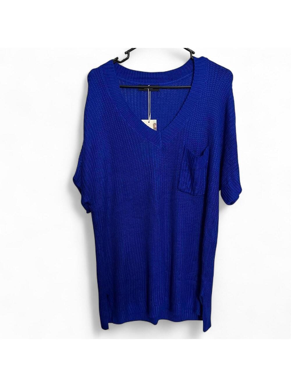 Royal Blue Oversized Open Knit Top